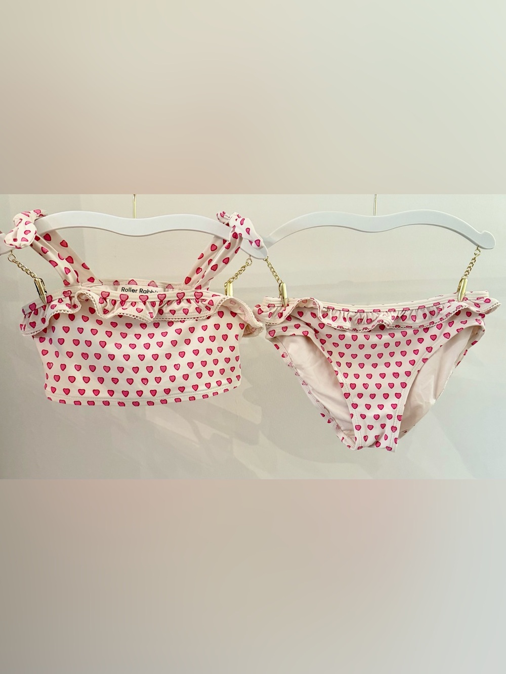 Roller Rabbit Pink Heart Bikini Set, Girls Size 6